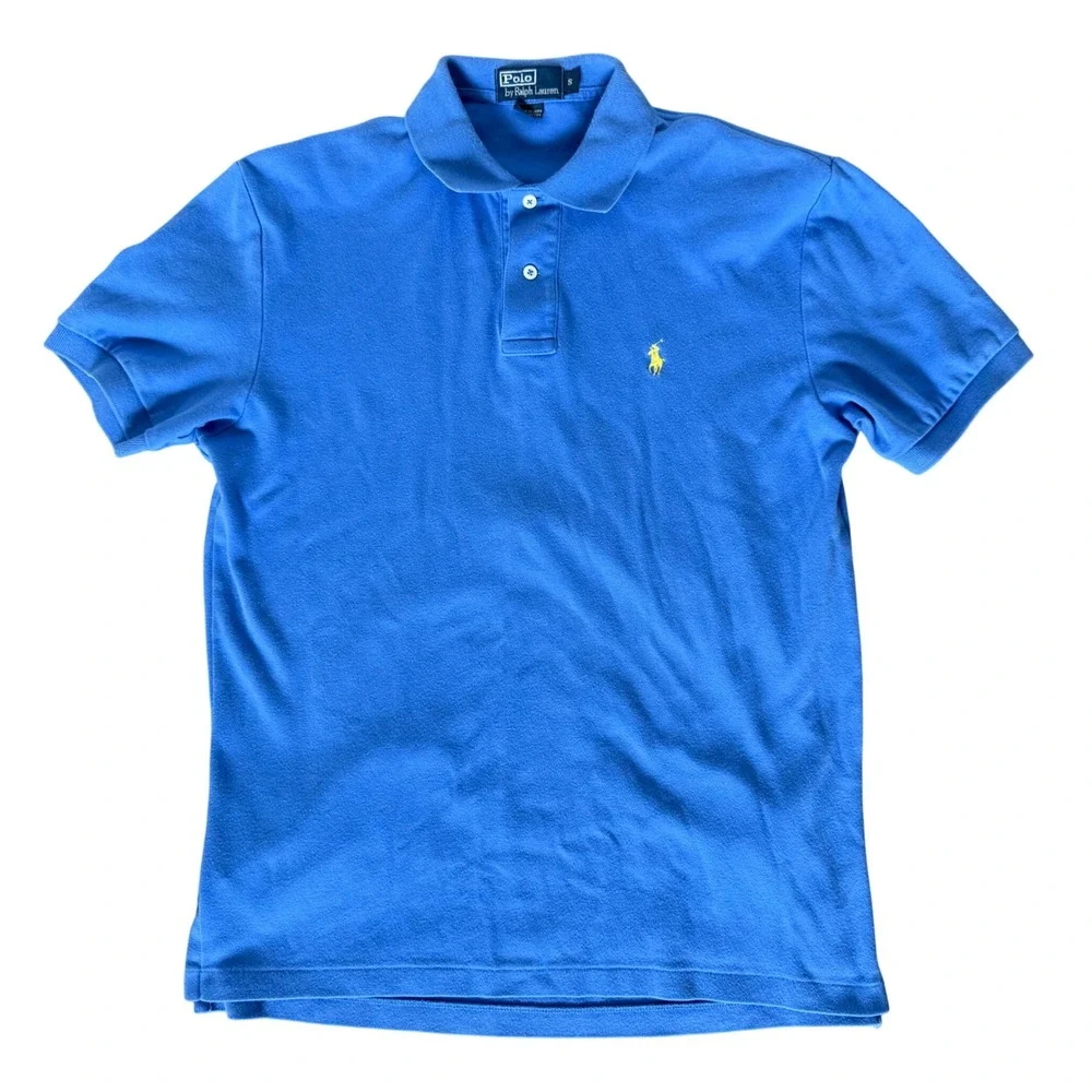 Polo Ralph Lauren Men's Blue Classic Fit Polo Shirt Yellow Pony Logo Size S Y2K